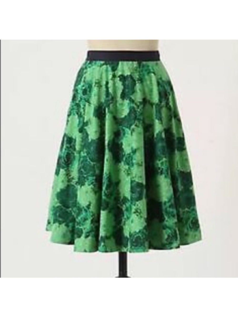 Anthropologie Edme & Esyllte green rose print circle skirt - Picture 3 of 11